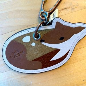 Coach leather sitting deer fawn key fob